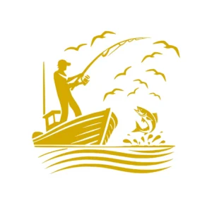 Sticker adhesif Pecheur loup gold V06