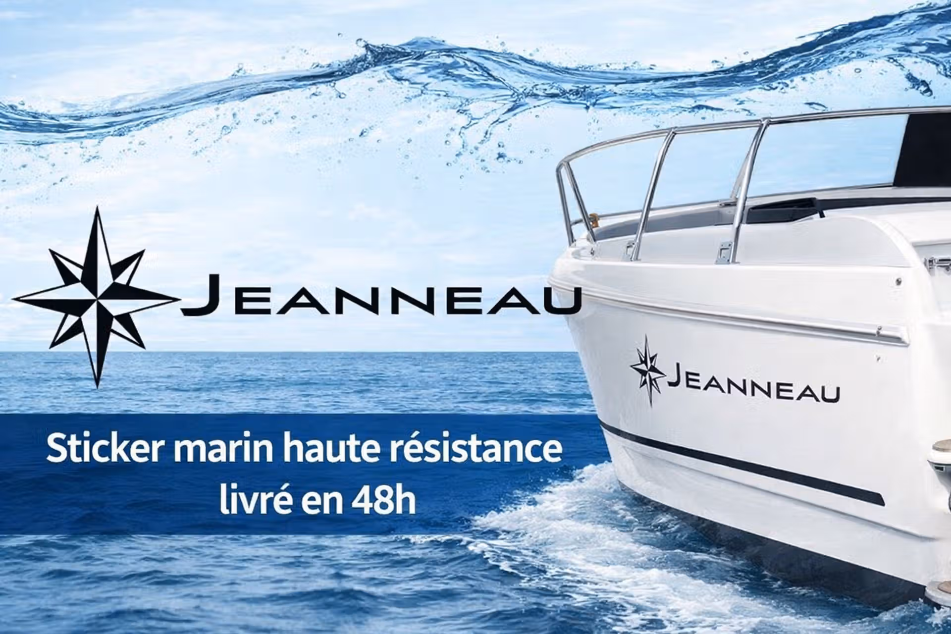 logo jeanneau bateau sticker marin haute resistance