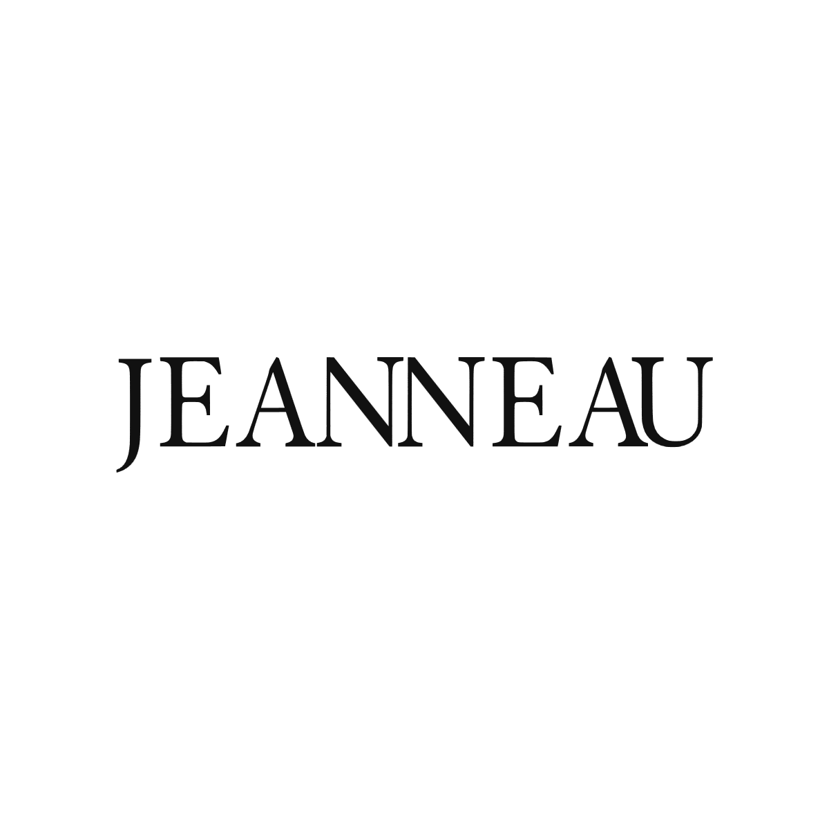 Logo Jeanneau noir avec lettrage classique à empattements pour décoration de bateau