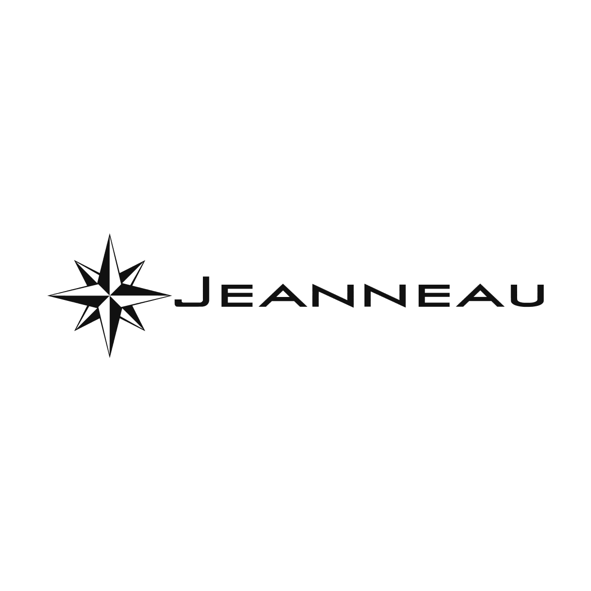 Sticker logo Jeanneau noir avec rose des vents et lettrage géométrique