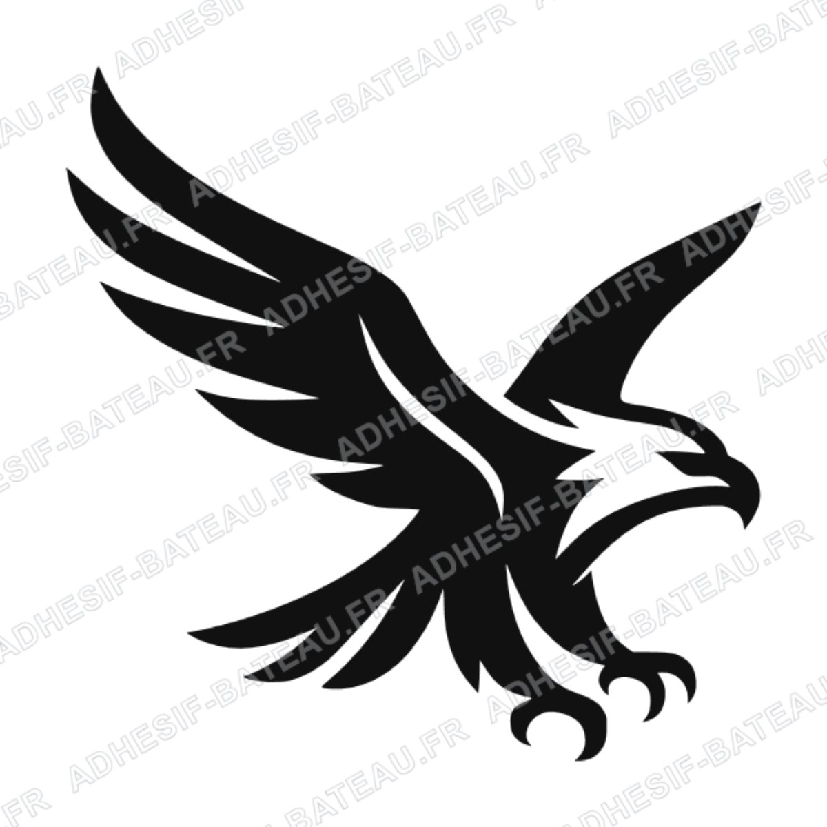 Sticker représentant un aigle stylisé en vol, ailes déployées et serres tendues, vu de profil.