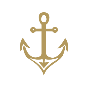 Sticker représentant une ancre marine dont la base forme un cœur stylisé. - Imitation Or