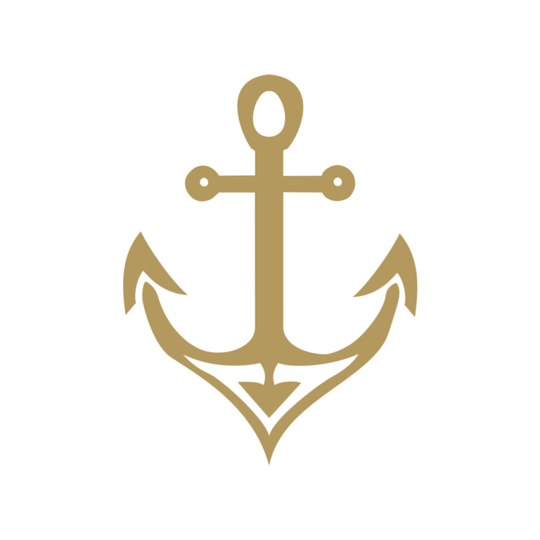 Sticker représentant une ancre marine dont la base forme un cœur stylisé. - Imitation Or