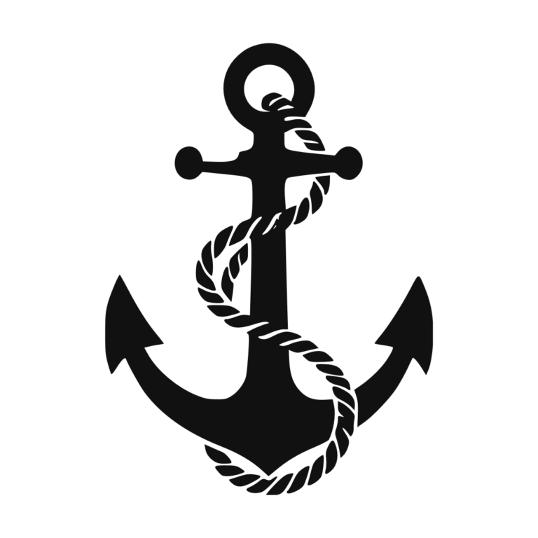 Illustration d'une ancre marine entourée d'une corde.