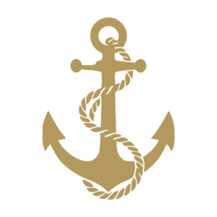 Illustration d'une ancre marine entourée d'une corde. - Imitation Or