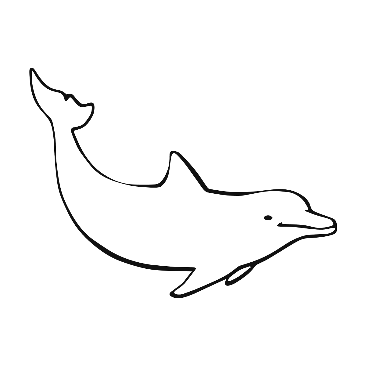 Sticker noir représentant un dauphin en contour au dessin simple et épuré