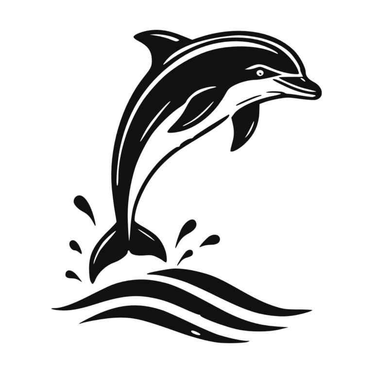 Illustration d'un dauphin sautant au-dessus des vagues.