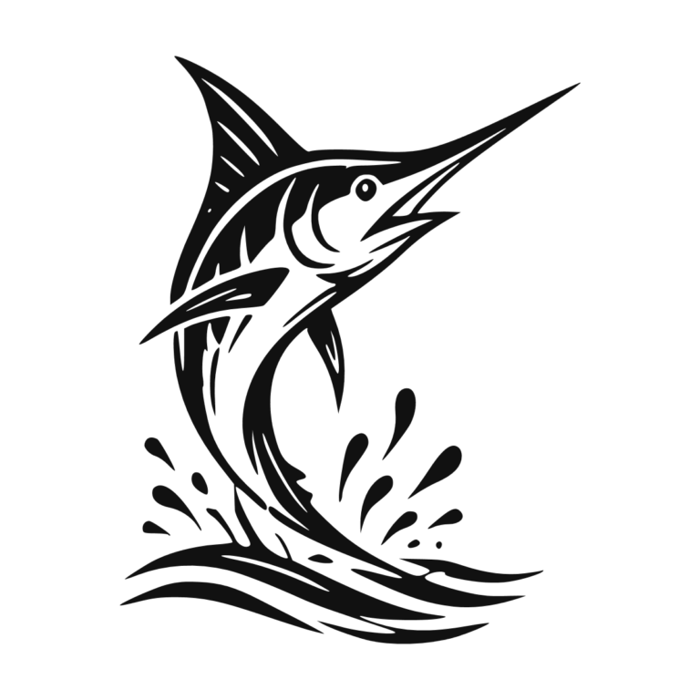 Illustration d'un espadon sautant hors de l'eau.