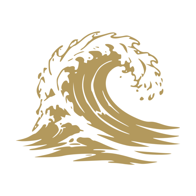 Sticker noir représentant une grande vague marine déferlante avec de l’écume - Imitation Or