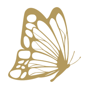 Sticker représentant un papillon monarque stylisé vu de profil avec des ailes ajourées en noir. - Imitation Or