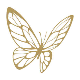 Sticker représentant un papillon stylisé aux ailes ajourées dans un design graphique noir. - Imitation Or
