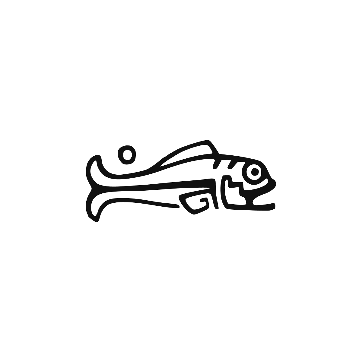 Sticker noir représentant un poisson stylisé aux lignes géométriques et tribales