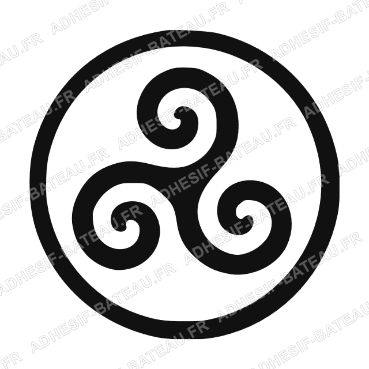 Sticker représentant un triskèle breton noir inscrit dans un cercle.