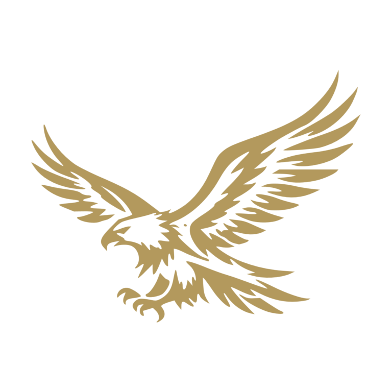 Sticker noir représentant un aigle tribal en vol avec les ailes largement déployées - Imitation Or