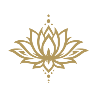 Sticker noir représentant une fleur de lotus tribale symétrique avec des ornements ponctués - Imitation Or