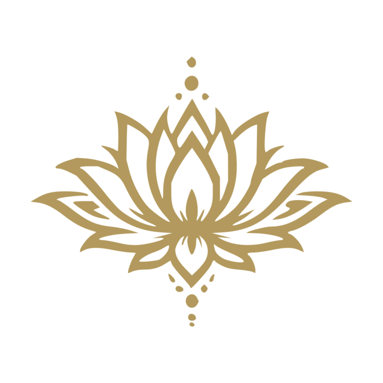 Sticker noir représentant une fleur de lotus tribale symétrique avec des ornements ponctués - Imitation Or