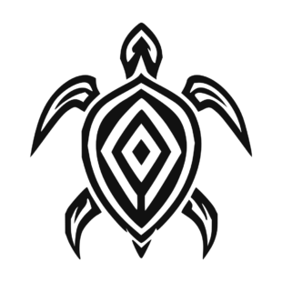 Sticker noir représentant une tortue tribale géométrique avec des losanges concentriques